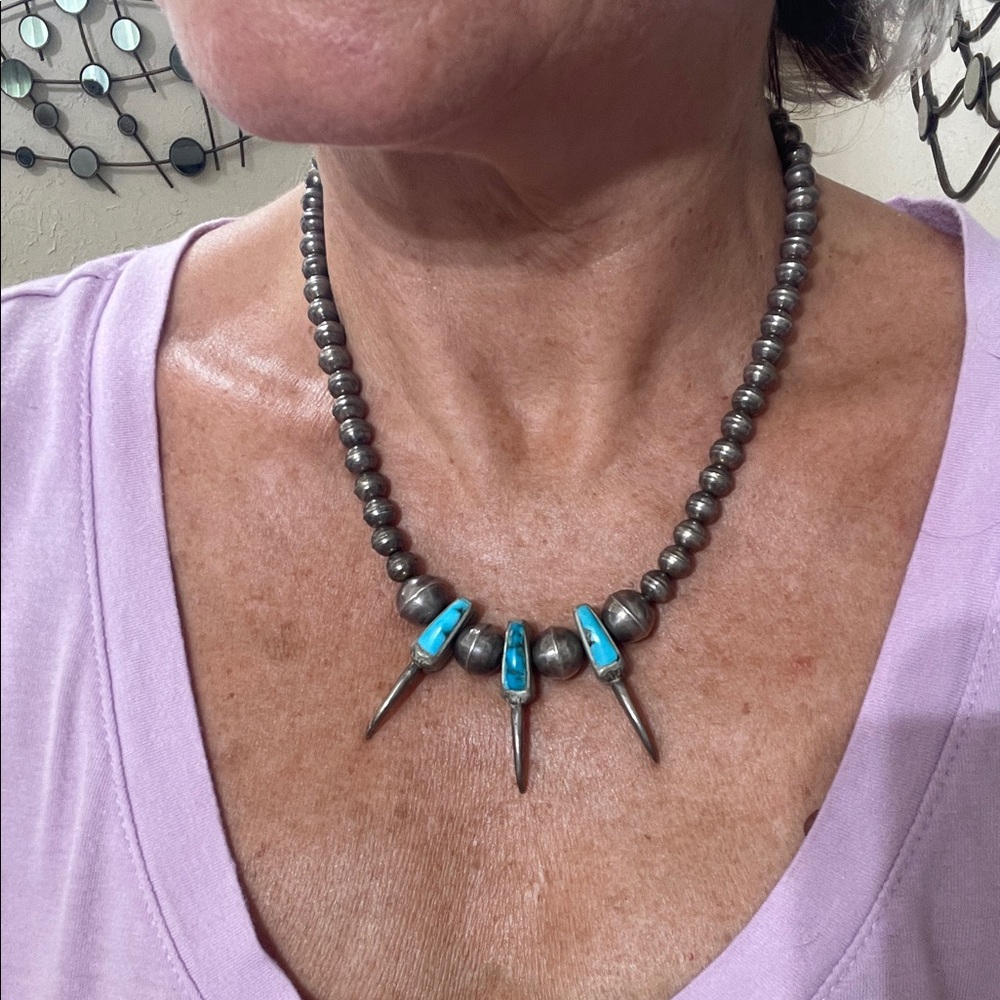 Turquoise and Bronze Beaded Necklace